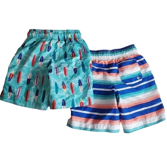 PLACE Sport Swim‎ Trunks Lot of 2 Boys Small 5/6 Beach Surfboard Stripes Blue - Picture 2 of 6